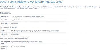 Nợ thuế, Xây dựng hạ tầng Bắc Giang bị cưỡng chế ngừng sử dụng hóa đơn